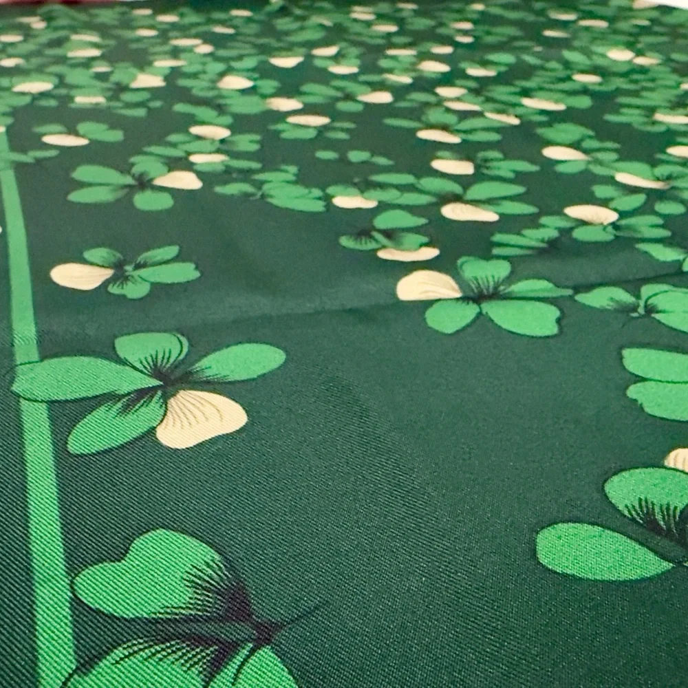 Vintage Valentino Green Silk Floral Butterfly Scarf